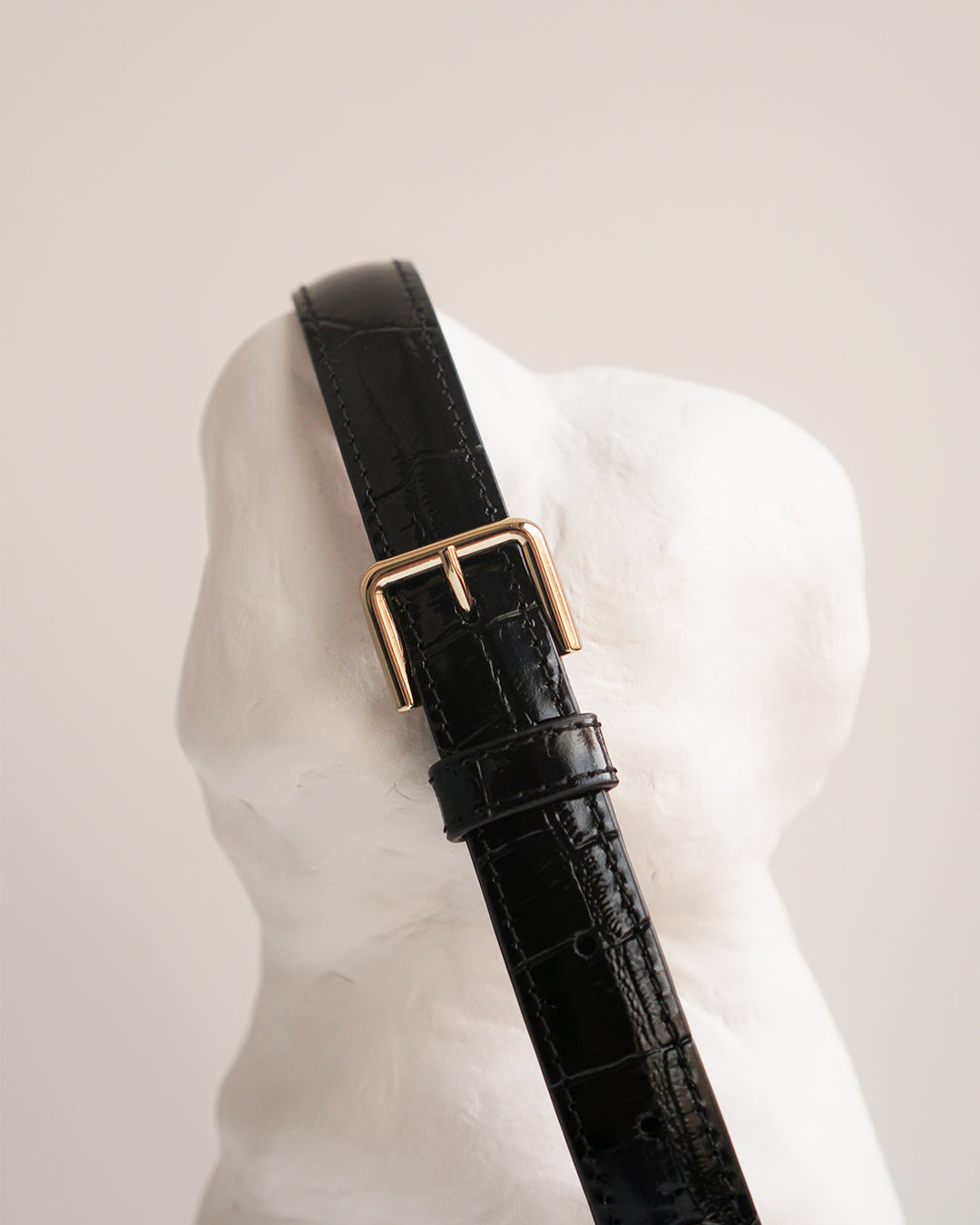 Barbara Belt Black Croco Leather