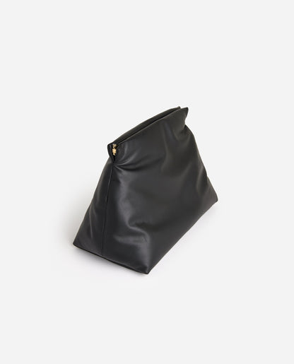 Clay Clutch Padded Black Leather