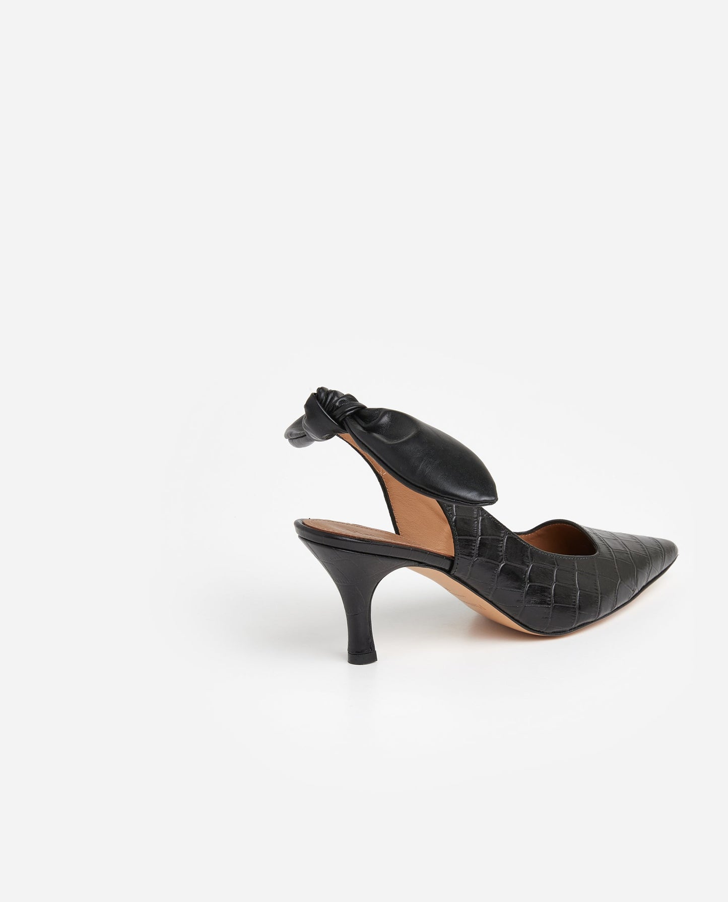 Franchesca Bow Black Croco Leather
