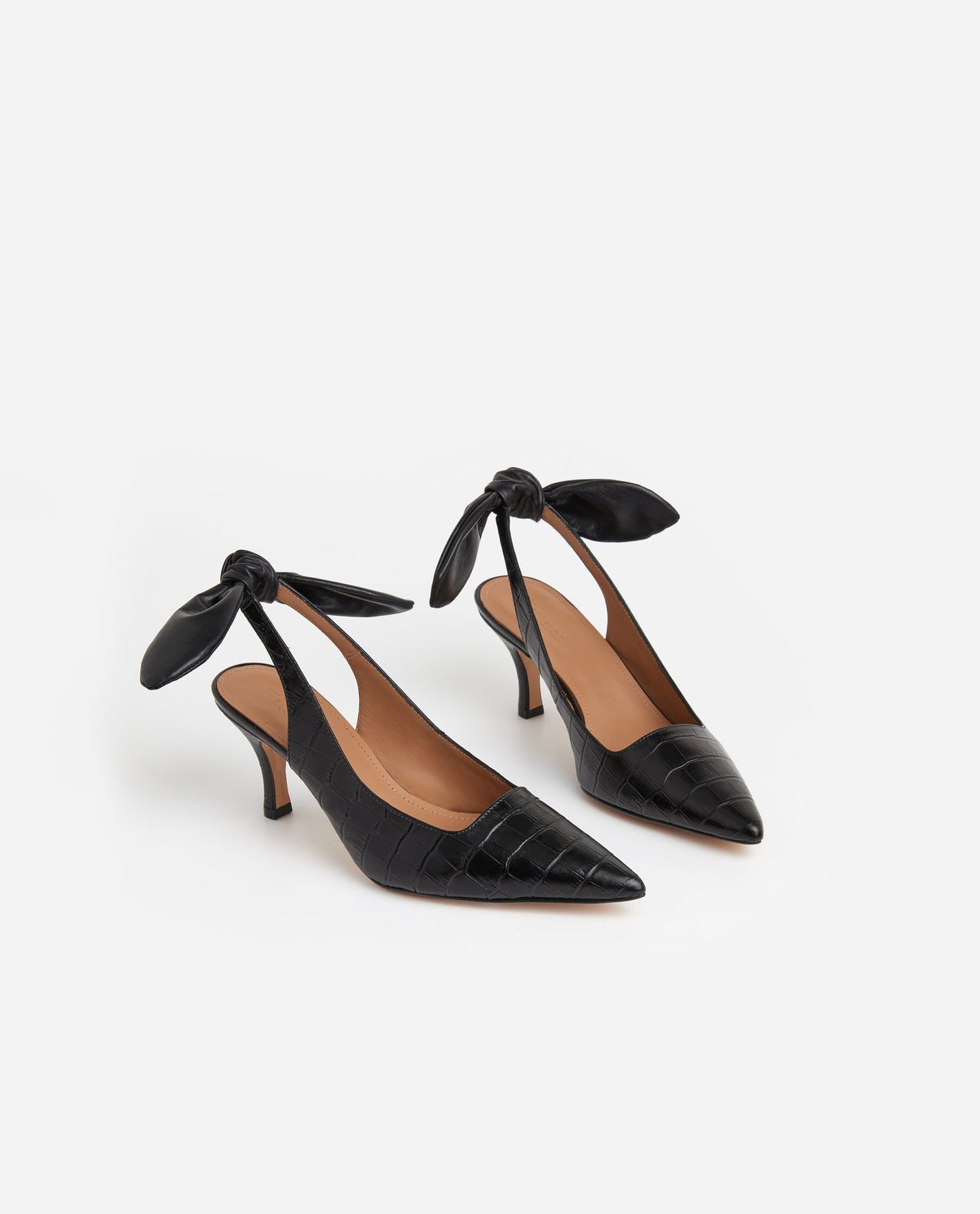 Franchesca Bow Black Croco Leather