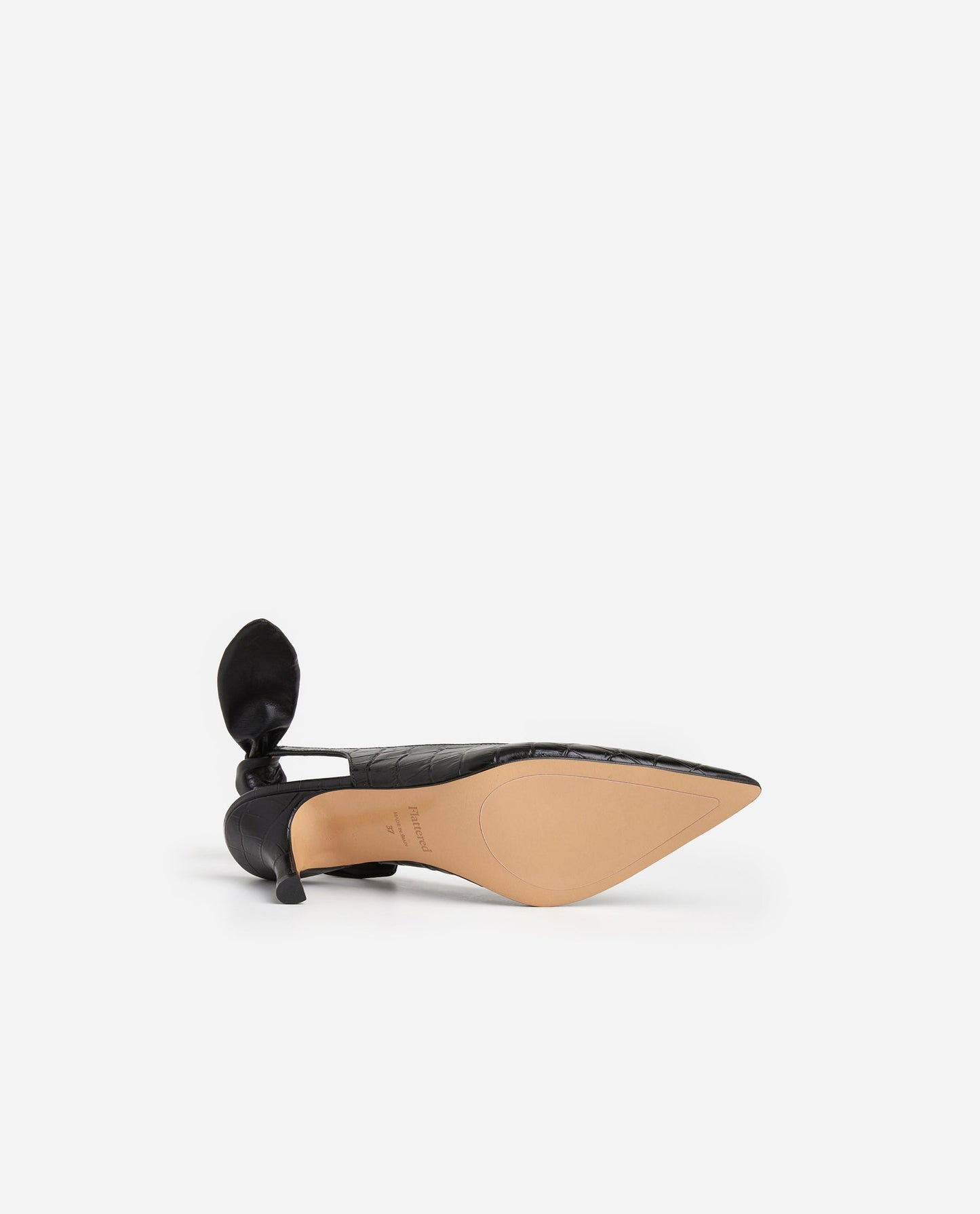 Franchesca Bow Black Croco Leather
