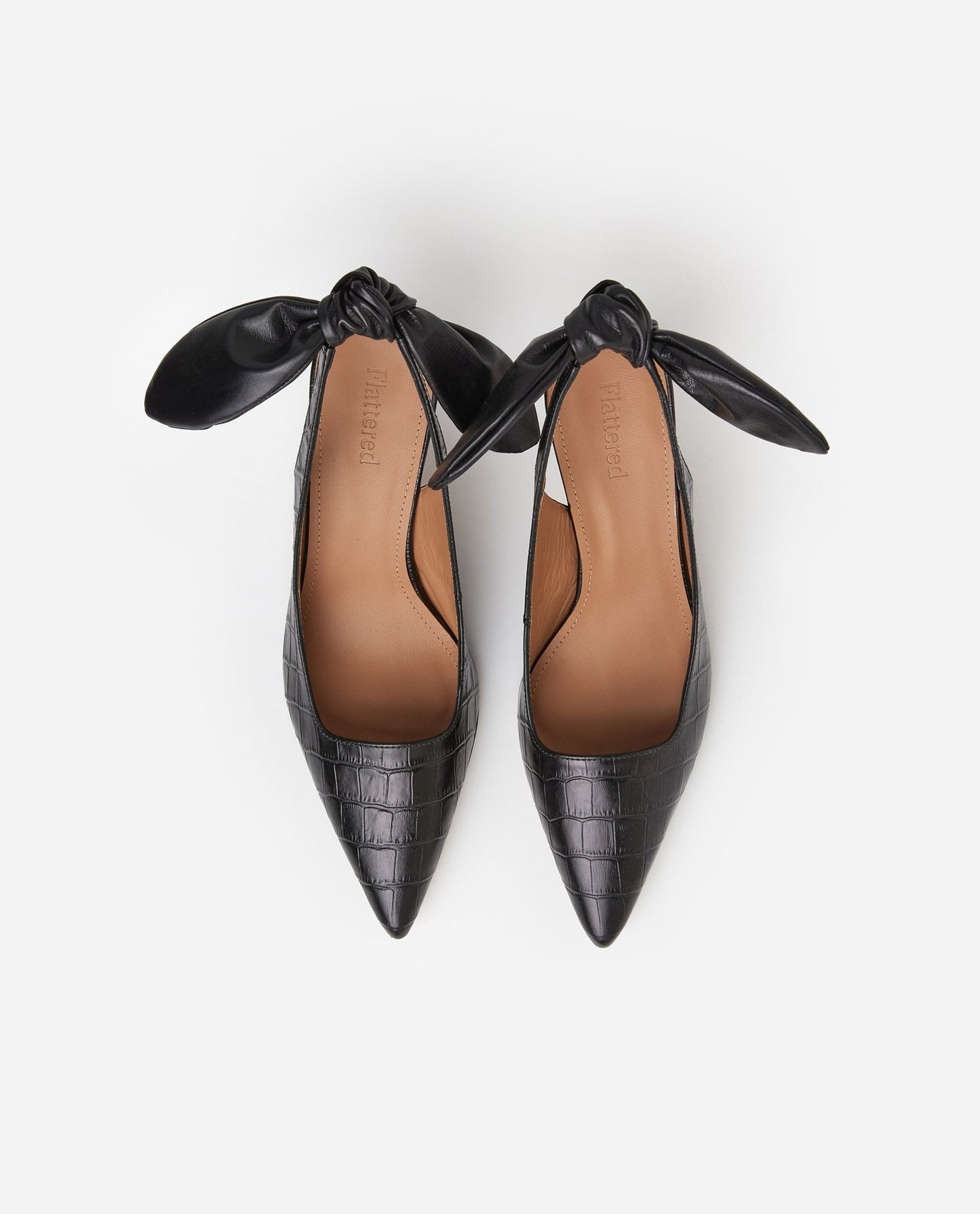 Franchesca Bow Black Croco Leather