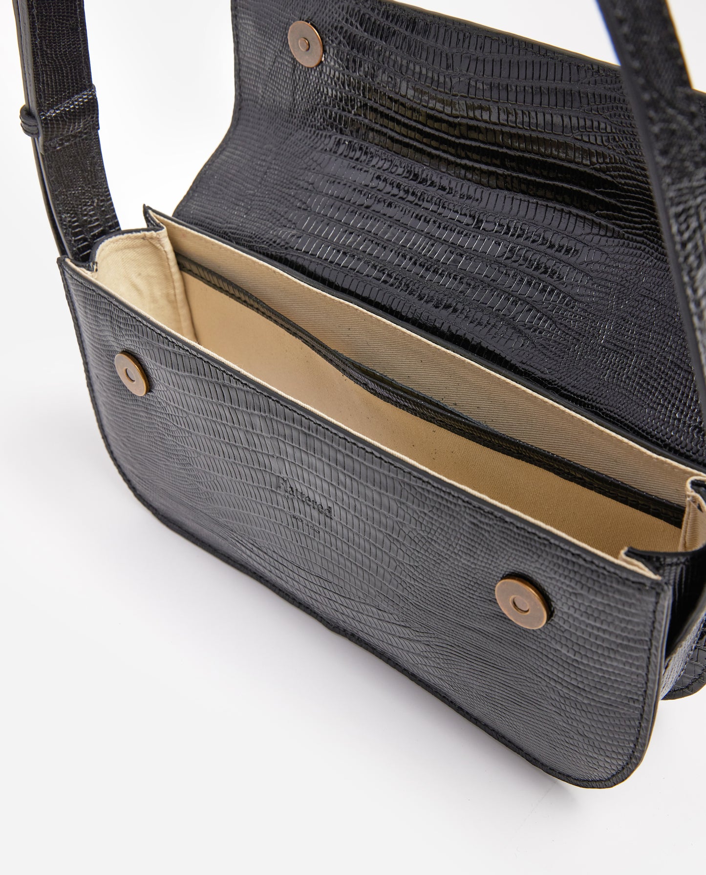 Lillie Shoulder Bag Black Lizzard Leather