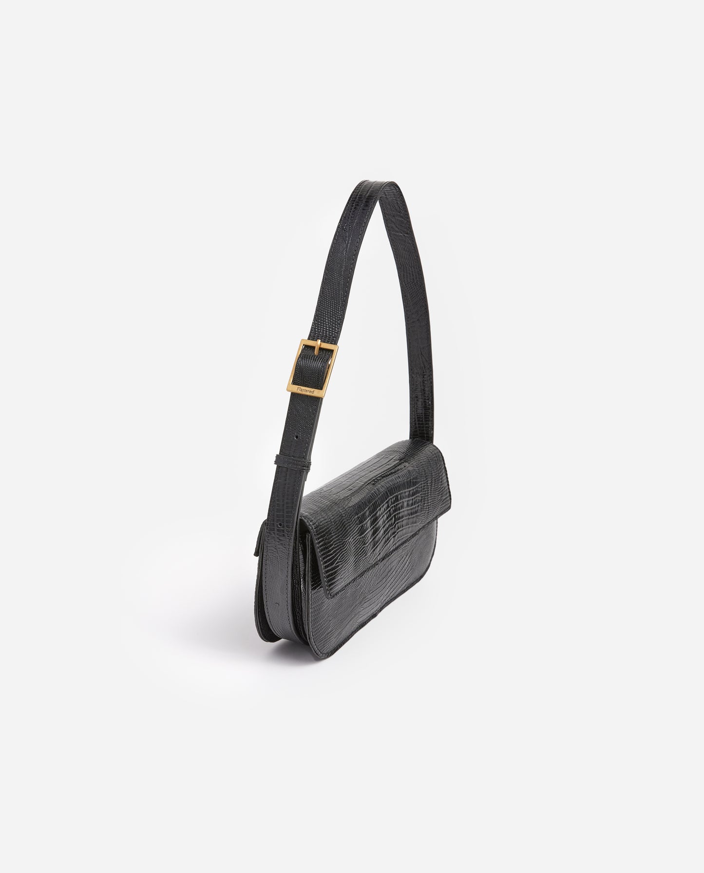 Lillie Shoulder Bag Black Lizzard Leather
