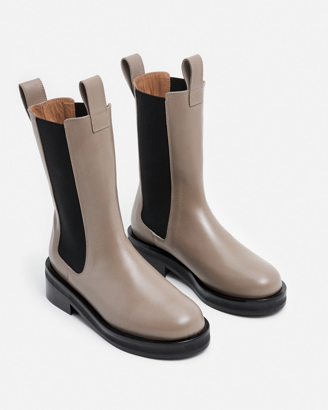 Leather taupe boots best sale