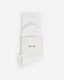 Flattered Sock Woven Mercerized Cotton White