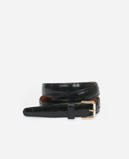 Barbara Belt Leather Black Croco