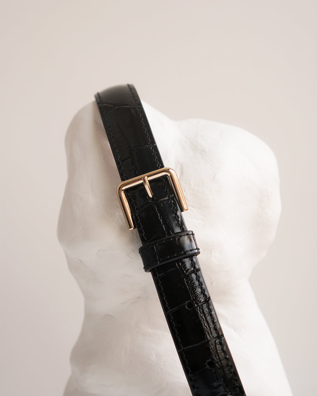Barbara Belt Leather Black Croco – Flattered