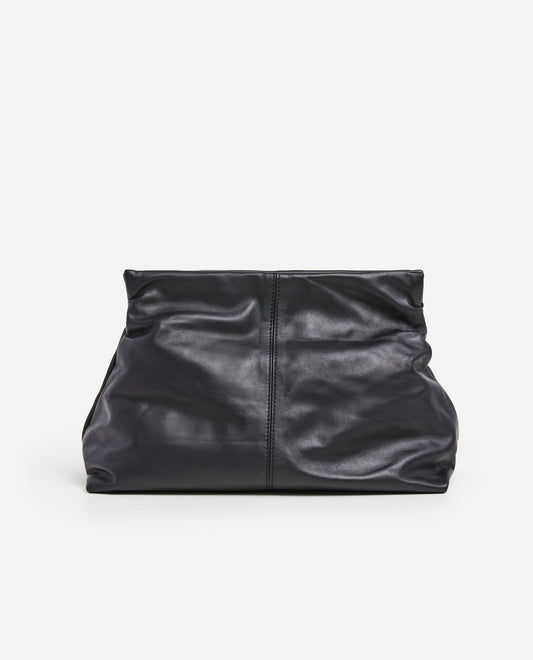 Clay Clutch Black Leather