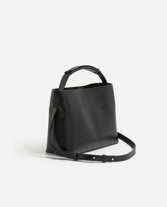 Hedda Midi Handbag Black Leather
