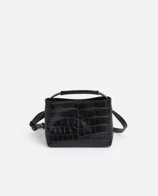 Hedda Mini Handbag Croco Black Leather