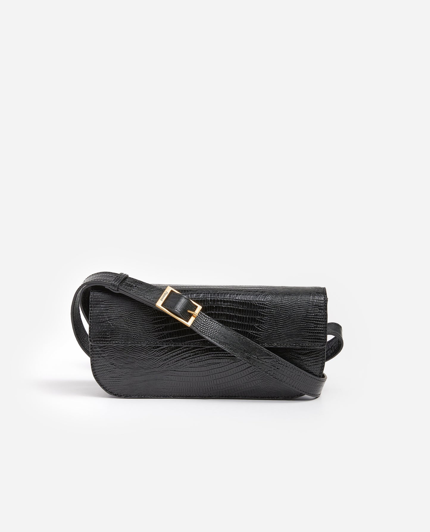 Lillie Shoulder Bag Black Lizzard Leather
