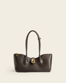 Gaia Ornament Shoulder Bag Leather Chocolate