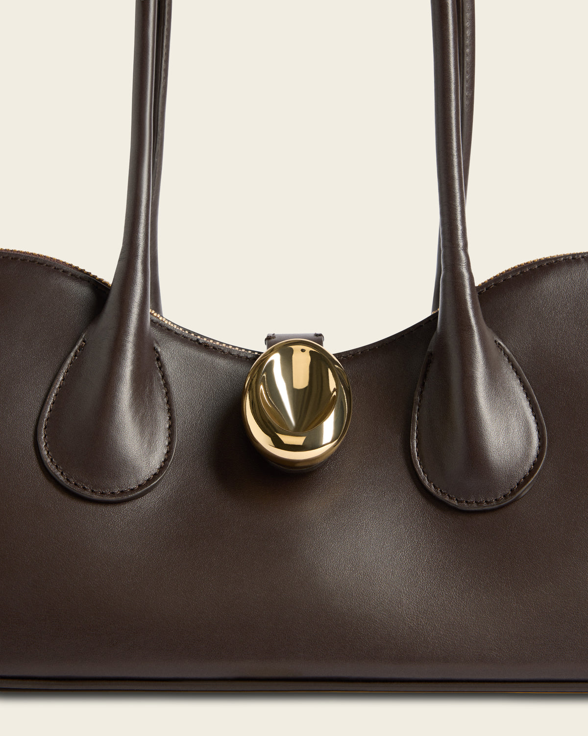 Gaia Ornament Shoulder Bag Leather Chocolate