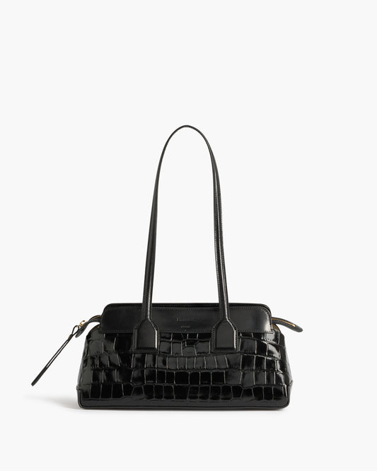 Greta Shoulder bag Leather Croco Black