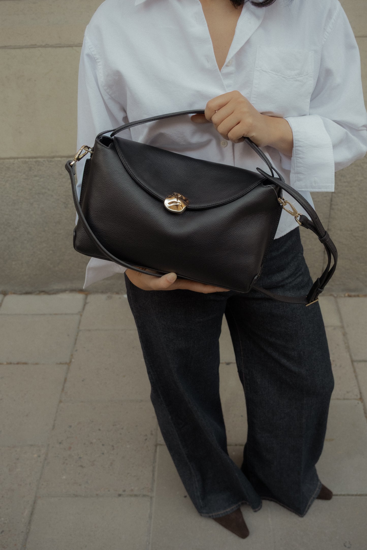 Hanna Grande Bag Grained Leather Black