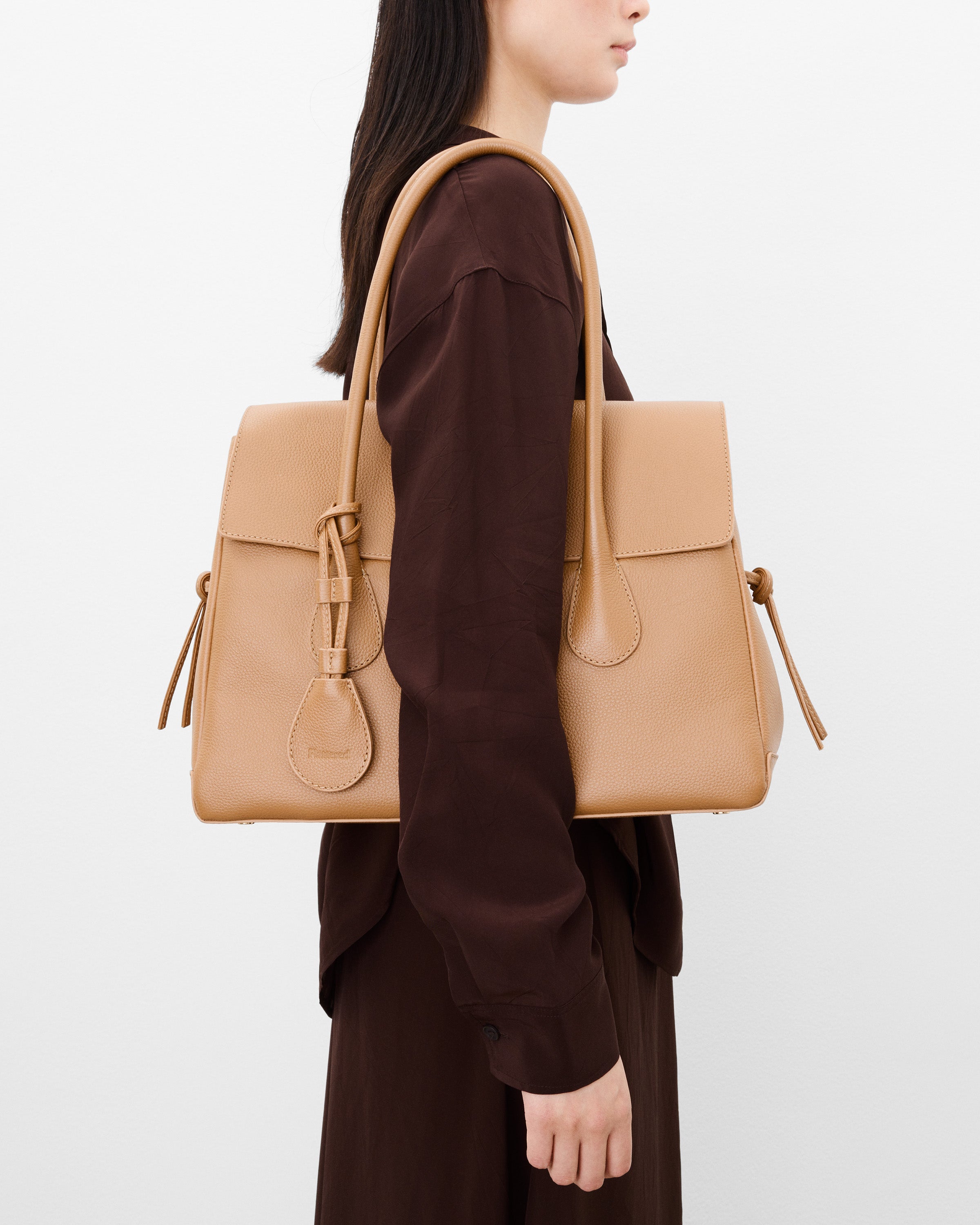 Lydia Tote Bag Grained Leather Cognac Bag – Flattered